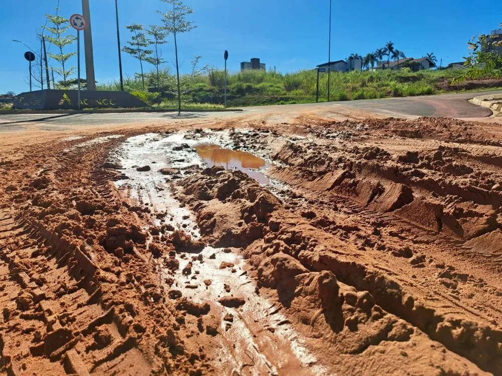 Diversos trechos da marginal estão tomados por barro após as chuvas, calçadas também foram atingidas