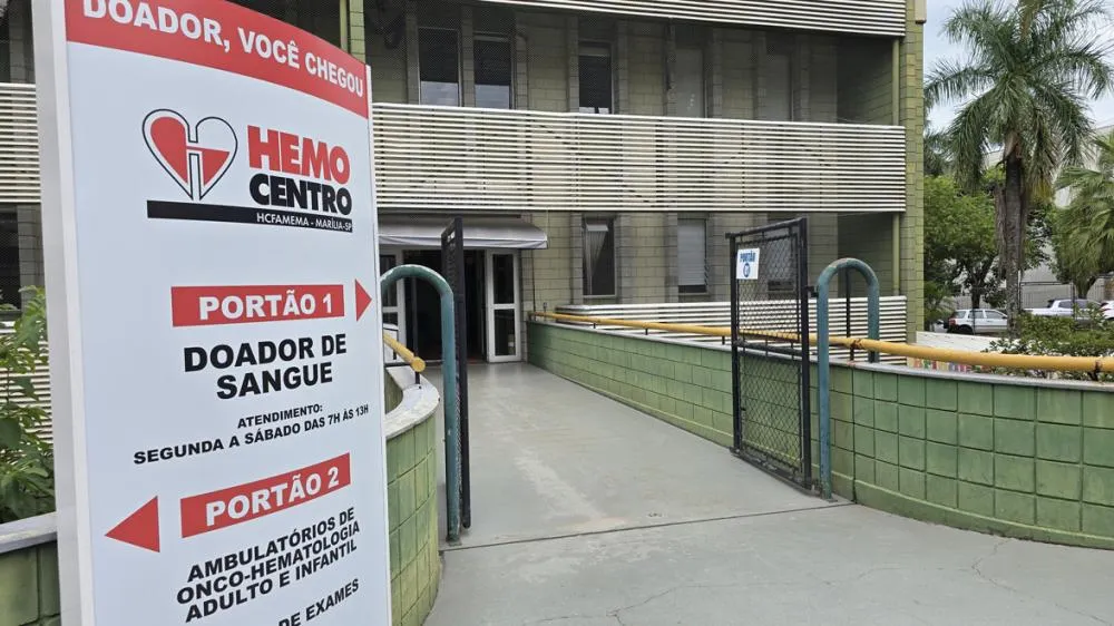 Fachada do Hemocentro de Marília, na Rua Lorival Freire, 240, no Fragata. As doações podem ser feitas de segunda a sábado, das 7h às 13h