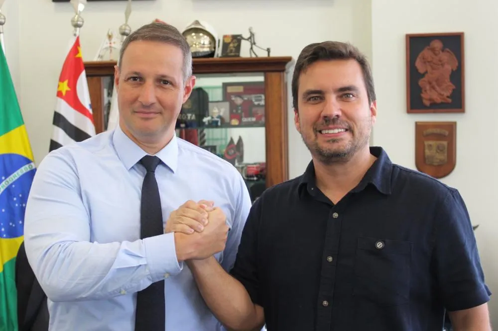 O prefeito Vinicius Camarinha (PSDB) e Guilherme Derrite (Segurança Pública) - Fotos: Divulgação