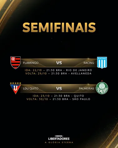 Confrontos das semifinais da CONMEBOL Libertadores 2025 (Foto: Divulgação/CONMEBOL)